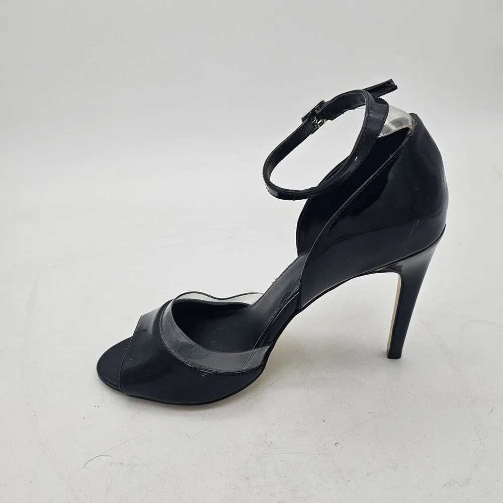 SAKS Fifth Avenue Ave Stilleto High Heel Leather Dress Party Open Toe Shoes 7.5